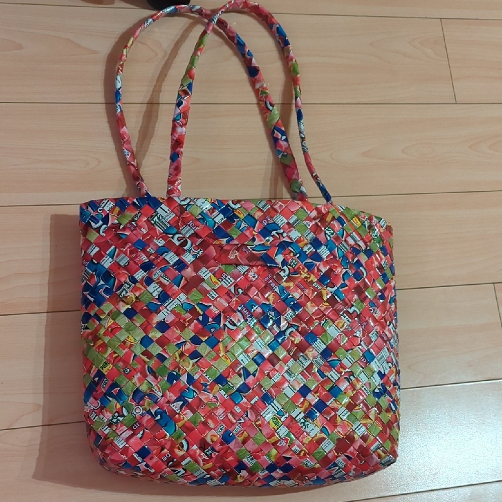 Tote Bag Woven Recycled Juice Boxes